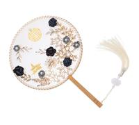 DONFAMDS Éventail Rond Vintage pour Mariée Accessoire Classique Chinois pour Mariages Baptêmes et Élégant avec Frange pour Décoration et Cosplay