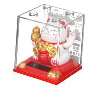 DONFAMDS Figurine De Chat Maneki Neko Solaire avec Bras Mobile Statue Décorative pour Bureau Et Maison Symbole Prospérité Couleur Blanche