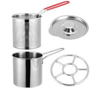 DONFAMDS Friteuse Mini Acier Inoxydable avec Panier Antidérapant et Poignée Résistante Chaleur Set Pratique pour Friture Profonde et Cuisine Quotidienne