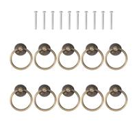DONFAMDS Lot de 12 Poignées de Porte à Simple Perçage en Alliage de Zinc Noir, Anneaux de Traction Circulaires pour Tiroirs et Meubles, Style Rétro, Adaptés pour Armoires et Commodes