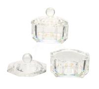 DONFAMDS Lot De 2 Coupelles à Ongles En Verre Cristal Ab Couleur Avec Couvercle, Petite Taille, Porte-liquide Pour Ongles, Accessoires Manucure Pour Professionnels Et Débutants