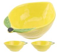 DONFAMDS Lot de 3 Bols en Céramique Jaune pour Sauce et Salade, Design Profond et Décoratif, pour Plats Épicés et Table à Manger
