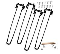 DONFAMDS Lot de 4 Pieds de Table Pliables en Métal Noir, Hauteur Verticale 430 Mm Patins Antidérapants, Pieds de Meuble Robustes pour Bureau D'ordinateur, Table Basse et Chevet, Fourniture