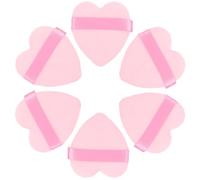 DONFAMDS Lot de 6 Houpettes de Cœur pour Poudre Fond de Teint, Éponge Douce en Flocage, Application Précise et Délicate pour Débutants