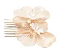 DONFAMDS Peigne à Cheveux Mariage Doré Fleur Métallique, Accessoire Cheveux Vintage pour Mariée, Épingle Coiffe Décorative en Métal, Ornement Baroque Élégant pour Cérémonie et Soirée