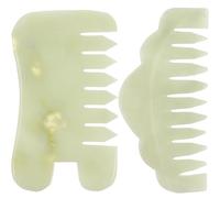 DONFAMDS Peignes de Massage pour Cuir Chevelu en Jade Naturel Vert 2pcs, Stimule la Circulation Sanguine, Protège les Nœuds, pour Relaxation Faciale