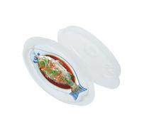 DONFAMDS Plat Vapeur Micro Ondes Rond avec Couvercle et Ventilation Panier Vapeur Alimentaire Pratique pour Cuisson Poisson et Réfrigération Blanc