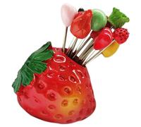 DONFAMDS Set de Mini Fourchettes à Fruits Rouges en Résine et Métal avec Support, Fourchettes à Cocktail Confortables et Stables pour Apéritifs et Coupes de Fruits Style Plusieurs styles