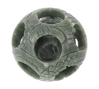 DONFAMDS Sphère Feng Shui en Pierre Naturelle Verte 53mm Rotation Multilayer, Sculpture Vintage Élégante pour Décoration Intérieure et Bureau