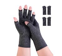 Donfri Lot de 2 paires de gants de compression pour l'arthrite Mitaines pour soulager la douleur Antidérapants Contre l'arthrose - Taille S - Noir