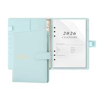 Donfulfip Agenda 2026 Relieur Carnet A5, Planificateur Quotidien, Agenda 2026 Jour par Page de Jan à Déc. Organiseur Relieur Couverture Rigide avec Autocollants de Planification, Porte-Stylo, Poche