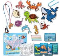 DONFYZ 75 Pièces Plastique Fou Set Kit de Feuille Rétractable Magique Kit Pour Enfant Comprend 24 Breloques Prédécoupées Animaux Marins,24 Cartes D'apprentissage et Plus Encore pour les Bricolages
