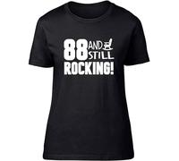 DONG-XIANG 88 and Still Rocking Funny Birthday Fitted Womens Ladies T Shirt 100% Cotton T-Shirt Black 3XL