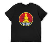 DONG-XIANG Free Tibet Buddha in Mediation Men's T Shirt T-Shirt Black L