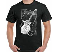 DONG-XIANG Guitar T-Shirt Guitarist Skeleton Mens Acoustic Electric Bass Amp Strings T-Shirt Black S