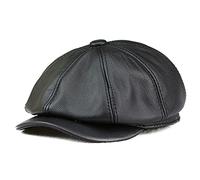 DongBao Hommes Femmes Newsboy Béret Casquette Gavroche Automne Vintage Chapeau en Cuir Visière Hiver