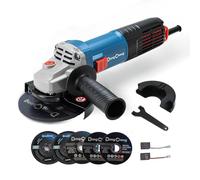 DongCheng Meuleuse d'angle 1100 W, disque-Ø：125 mm, y compris 2 disques abrasifs, 2 disques à lamelles, 2 disques à tronçonner, pour polir, poncer et couper le métal, la pierre, etc.
