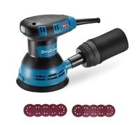 DongCheng Ponceuse excentrique 300 W, 125 mm, 6 vitesses, 4000-12000 tr/min avec dépoussiéreur et 10 types de papier de verre, Ponceuse orbitale aléatoire, idéale pour les travaux de bricolage