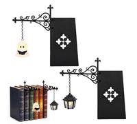 Dongcill 2 lampes de bibliothèque, déco Halloween, lanterne vintage | Lampe de bibliothèque rétro style lanterne, éclairage déco, cadeau pour les amoureux des livres