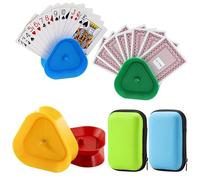 Dongcill 4 Porte Carte Enfant et 2 Carte Boite Rangement Porte,Support Carte à Jouer, Cartes à Jouer Support Plastique Porte Carte Jeu Porte Cartes Jeu pour Hommes, Femmes et Personnes Agées