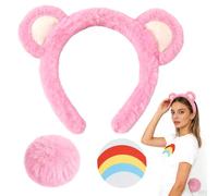 Dongcill Déguisement d'Ours De Carnaval Pour Femme, Serre-Tête Oreilles d'Ours, Queue d'Ours Et Autocollants Arc-En-Ciel. Idéal Pour Le Carnaval, Le Cosplay, Halloween Et Les Soirées à Thème