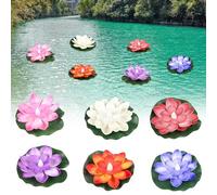 Dongcill Lot de 6 guirlandes lumineuses LED en forme de lotus, étanches, veilleuses avec motif de fleurs et de feuilles de lotus, nénuphars artificiels pour jardin, bassin, terrasse, blanc chaud