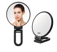 DONGDA Double Face Miroir Grossissant 20X/1X, Miroir à Main avec Poignée Pliable 20X Miroir Grossissant Miroir Maquillage Essentiel, Miroir de Voyage pour Makeup Soins de la Peau