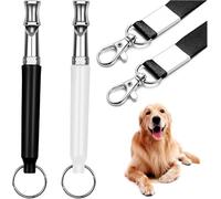 Dongdaping Lot de 2 sifflets pour chien, sifflets de rappel, ultrasons silencieux, sifflet de dressage réglable, avec cordon