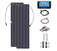 DongDongQiang Kit de Panneaux solaires,400W Système de Panneaux Solaires Hors Rréseau 12V avec contrôleur 40A,pour Camping, Solaire, Convient pour Camping-Car, Bateau Black