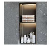 DONGGANSHI Niche de douche, étagère de rangement étanche intégrée en acier inoxydable avec lumières, shampooing de bain, articles de toilette, garde-manger, alcôve, facile à installer (couleur : gris