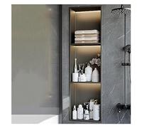 DONGGANSHI Niche de douche, étagère de rangement étanche intégrée en acier inoxydable avec lumières, shampooing de bain, articles de toilette, garde-manger, alcôve, facile à installer (couleur : gris