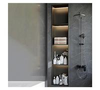 DONGGANSHI Niche de douche, étagère de rangement étanche intégrée en acier inoxydable avec lumières, shampooing de bain, articles de toilette, garde-manger, alcôve, facile à installer (couleur : gris