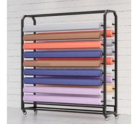 DONGGANSHI Support de rangement pour rouleaux de tissu, support de rangement en métal avec tige de suspension réglable, rouleaux de vinyle robuste mobiles/rouleaux de cuir/film de fenêtre/papier peint