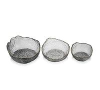 Dongger 3 Pcs Verre Salade Bols Forme Irrégulière Phnom Penh Verre Fruits Dessert Bols pour Party Catering, Gris