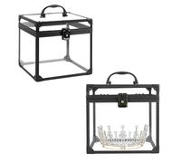 Donghome Crown Box Boîte de maquillage transparente en acrylique transparent de grande capacité pour coiffeuse, comptoir de salle de bain ou commode 20 x 17 x 19 cm, noir, Tendance
