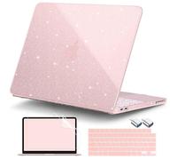 DONGKE Coque à paillettes pour MacBook Neo 13" 2026 (modèle A3404 | puce A18 Pro) | Coque rigide transparente scintillante avec protecteur d'écran | Housse de clavier et 2 adaptateurs USB-C - Blush
