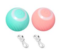 DONGKER 2 pièces Jouets Chat Interactifs,Balles Interactive Intelligente de Chat,Rotation Automatique a 360 Degrés et Chargement USB pour l'exercice de Petit Chien de Chaton de Chats(vert+rose)