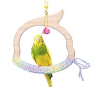 DONGKER Balançoire en Bois pour Oiseaux,Jouet Suspendu pour Perroquet avec Perchoir et Clochette pour Perruches,Perruches,Calopsittes,Conures,Inséparables