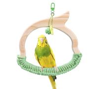 DONGKER Balançoire en Bois pour Oiseaux,Jouet Suspendu pour Perroquet avec Perchoir et Clochette pour Perruches,Perruches,Calopsittes,Conures,Inséparables
