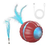 DONGKER Balle de Jeu Automatique pour Chat,Balle de Jeu Interactive Électrique USB avec Lumières LED et Queue de Rechange pour Chats D'intérieur,Ennui,Enrichissement,Exercice,Chasse,Jeu