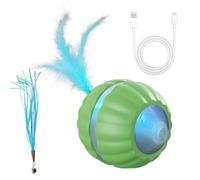DONGKER Balle de Jeu Automatique pour Chat,Balle de Jeu Interactive Électrique USB avec Lumières LED et Queue de Rechange pour Chats D'intérieur,Ennui,Enrichissement,Exercice,Chasse,Jeu