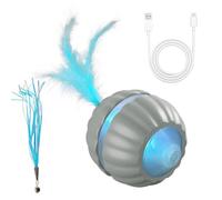 DONGKER Balle de Jeu Automatique pour Chat,Balle de Jeu Interactive Électrique USB avec Lumières LED et Queue de Rechange pour Chats D'intérieur,Ennui,Enrichissement,Exercice,Chasse,Jeu
