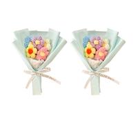 DONGKER Bouquet de Fleurs 2 Pièces,Bouquet de Fleurs au Crochet,Kit de Bouquet au Crochet Coloré pour la Saint-Valentin,Décoration de Maison,Célébration,Fête de Noël,Anniversaire, HM30055-4