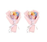 DONGKER Bouquet de Fleurs 2 Pièces,Bouquet de Fleurs au Crochet,Kit de Bouquet au Crochet Coloré pour la Saint-Valentin,Décoration de Maison,Célébration,Fête de Noël,Anniversaire