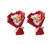 DONGKER Bouquet de Fleurs 2 Pièces,Bouquet de Fleurs au Crochet,Kit de Bouquet au Crochet Coloré pour la Saint-Valentin,Décoration de Maison,Célébration,Fête de Noël,Anniversaire