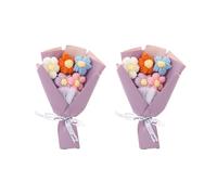 DONGKER Bouquet de Fleurs 2 Pièces,Bouquet de Fleurs au Crochet,Kit de Bouquet au Crochet Coloré pour la Saint-Valentin,Décoration de Maison,Célébration,Fête de Noël,Anniversaire