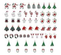 DONGKER Breloques de Noël,60 Pièces,18 Styles Différents,Pendentifs Sapin de Noël pour la Création de Bijoux (Bracelets,Colliers,Boucles D'oreilles) et Décorations de Fêtes