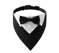 DONGKER Collier Bandana de Smoking pour Chien,Smoking Formel pour Chien Réglable avec Nœud Papillon et Cravate pour Petit,Moyen et Grand Chiens,Mariage d'halloween