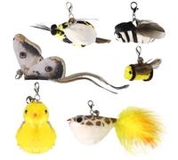 DONGKER Ensemble de 6 Jouets en Plumes pour Chat,Baguette de Jeu pour Chaton,Plumes avec Clochettes et Mousqueton en Métal