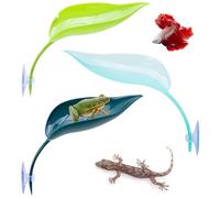 DONGKER Hamac en Forme de Feuille pour Lit Betta,3 Pièces Simulation de Lit en Plastique pour Aquarium avec Ventouse pour Petits Reptiles et Dragons Barbus